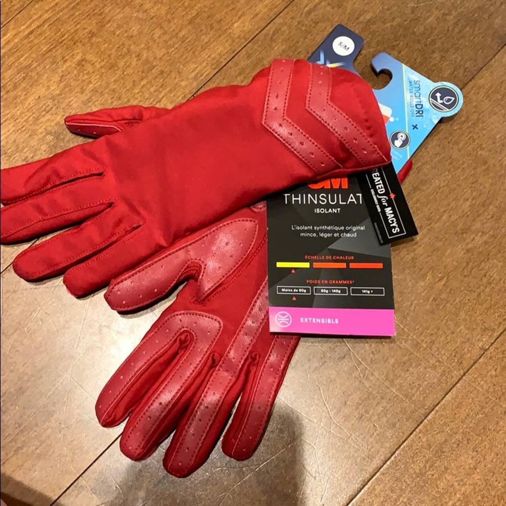 Warm red leather gloves